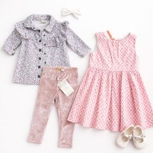 Baby Girl Outfit Bundle – Size 2 (Cotton On Kids + Mango + Chicco)
